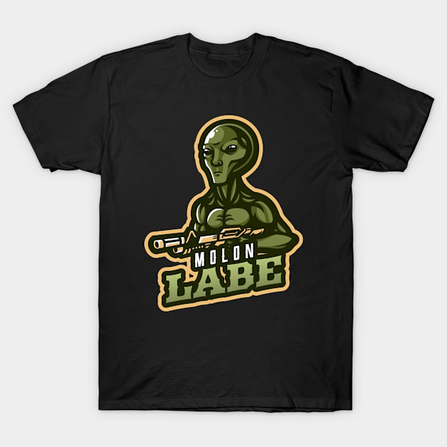 Alien With A Rifle | Molon Labe T-Shirt by Mega Tee Store